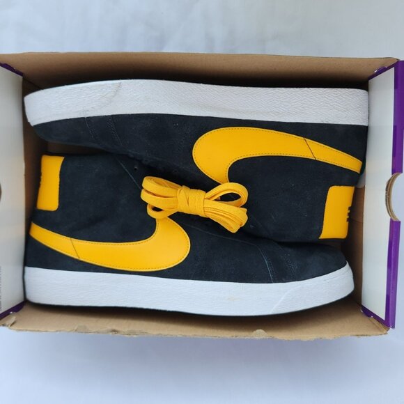 SIZE 15 MEN\'S NIKE SB ZOOM BLAZER MID BLACK YELLOW 864349-009